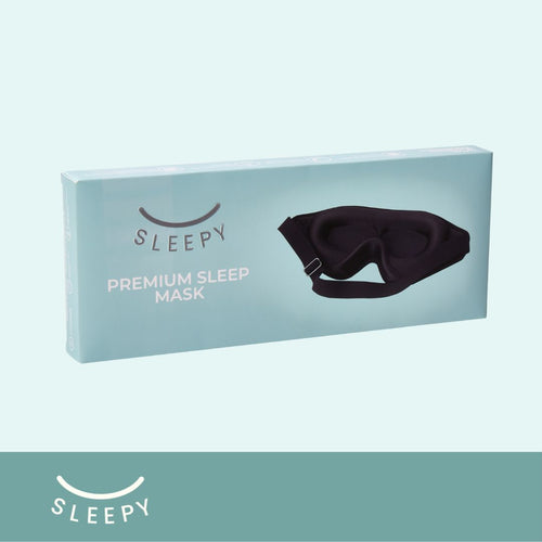 Glowco Sleepy Sleep Mask branded packaging box, showcasing sleek design and product details for restful sleep.